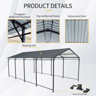 Mondawe Heavy-Duty Galvanized Steel Carport — Large Outdoor Garage for Cars, Trucks, Boats & Tractors