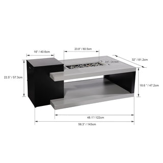 Aluminum Convertible Propane Fire Pit Table, 45,000 BTU Outdoor Gas Fire Pit