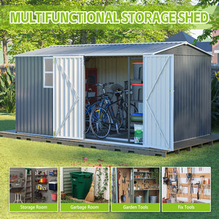8x12 FT Heavy-Duty Metal Outdoor Storage Shed with Window & 4 Air Vents for Backyard and Garden