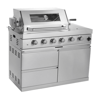 46-Inch 6-Burner Outdoor Kitchen Island Gas Grill with Infrared Rear Burner & Electric Rotisserie Kit, 85,000 BTU, ETL Listed