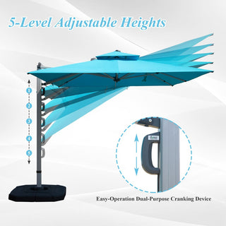 Aluminum Cantilever Patio Umbrella with Tilt Function – Outdoor Offset Market Umbrella for Backyard, Deck & Pool (Base Not Included)