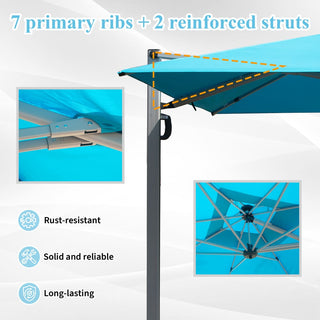 Aluminum Cantilever Patio Umbrella with Tilt Function – Outdoor Offset Market Umbrella for Backyard, Deck & Pool (Base Not Included)