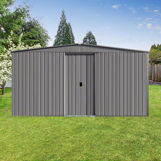 Mondawe 2-in-1 Metal Outdoor Storage Shed and Firewood Shed, Grey Dual-Use Design for Winter Use