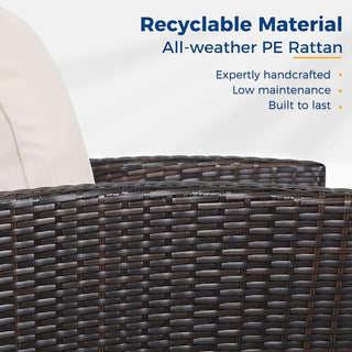 67.7" All-Weather Wicker 3-Seat Patio Sofa with Thick Blue/Biege/Gray/Black Cushions & Black Frame