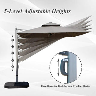 Aluminum Cantilever Patio Umbrella with Tilt Function – Outdoor Offset Market Umbrella for Backyard, Deck & Pool (Base Not Included)