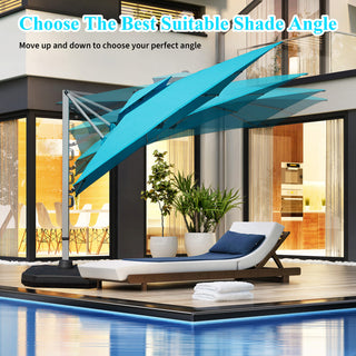 Aluminum Cantilever Patio Umbrella with Tilt Function – Outdoor Offset Market Umbrella for Backyard, Deck & Pool (Base Not Included)