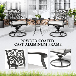 7-Piece Cast Aluminum Outdoor Dining Set with Rectangle Table & Swivel Chairs