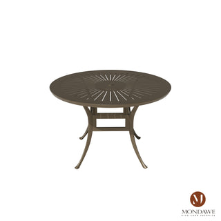 5-Piece Outdoor Patio Dining Set, Cast Aluminum 48" Round Table with Umbrella Hole and 4 Upholstered Chairs