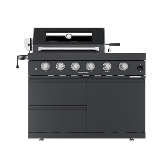 110-Inch 4-Burner 72000 BTU Outdoor Kitchen Island Grill | Stainless Steel BBQ with Wine Cooler, Rotisserie, Granite Countertop & Storage
