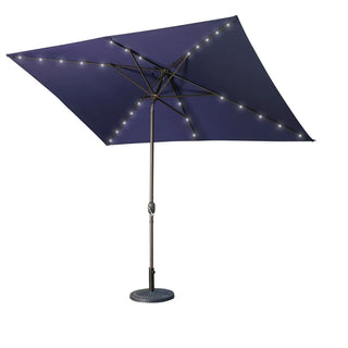 10Ft Outdoor Rectangular Umbrella with 26 Solar-Powered LED Lights, Crank and Tilt