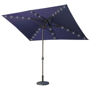 10Ft Outdoor Rectangular Umbrella with 26 Solar-Powered LED Lights, Crank and Tilt