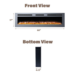 50/60 Inch  Modern LED Heater with 12 Flame Colors & Remote Electric Fireplace