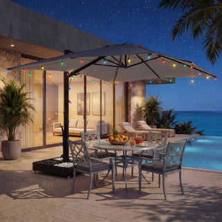 10x13FT Aluminum Cantilever Patio Umbrella with 1100LBS Wheeled Base, 360° Rotation & Stepless Tilt, UV50+ Waterproof Canopy