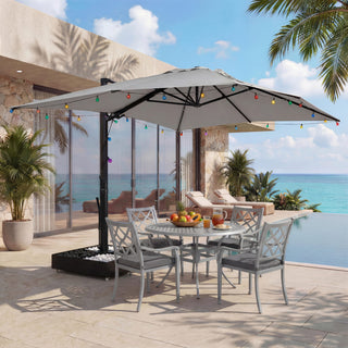 10x13FT Aluminum Cantilever Patio Umbrella with 1100LBS Wheeled Base, 360° Rotation & Stepless Tilt, UV50+ Waterproof Canopy