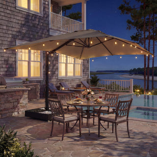 10x13FT Aluminum Cantilever Patio Umbrella with 1100LBS Wheeled Base, 360° Rotation & Stepless Tilt, UV50+ Waterproof Canopy