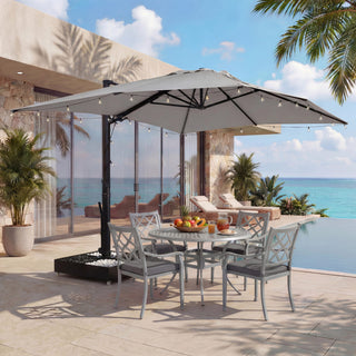 10x13FT Aluminum Cantilever Patio Umbrella with 1100LBS Wheeled Base, 360° Rotation & Stepless Tilt, UV50+ Waterproof Canopy
