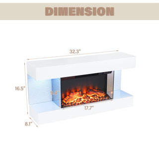 32/50 Inch Wall Mounted Electric Fireplace with Remote
