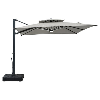 10FT Aluminum Cantilever Patio Umbrella with Removable LED Light Strips for Outdoor Shade