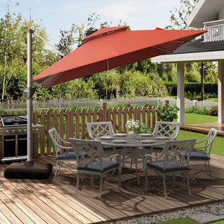 10 Ft Square Aluminum 360° Cantilever Patio Umbrella with Cover – Outdoor Yard Market Shade