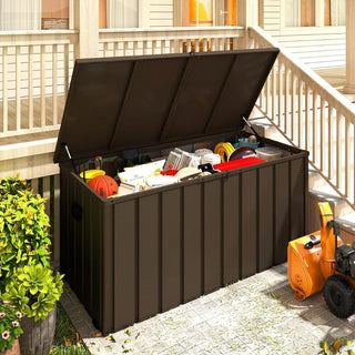 200 Gallon Metal Deck Box, Waterproof Outdoor Storage Box with Lockable Lid