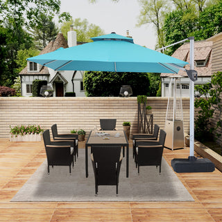 10 Ft Square Aluminum 360° Cantilever Patio Umbrella with Cover – Outdoor Yard Market Shade