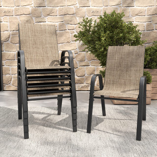 6-Piece Outdoor Patio Dining Chairs Set, Waterproof Teslin Fabric Chairs with Rust-Resistant Metal Frame, 350 lbs Weight Capacity,