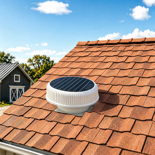 12-Inch Flush-Mount Round Solar Roof Vent Fan, 30W Dual-Power Attic Exhaust Fan with 1200 CFM, 3-Speed Remote & 25°C Auto Start