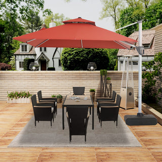 10 Ft Square Aluminum 360° Cantilever Patio Umbrella with Cover – Outdoor Yard Market Shade