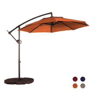 10FT Steel Cantilever Patio Umbrella with 2-Way Stop Crank, Offset Hanging Outdoor Umbrella for Patio, Pool, Deck & Garden