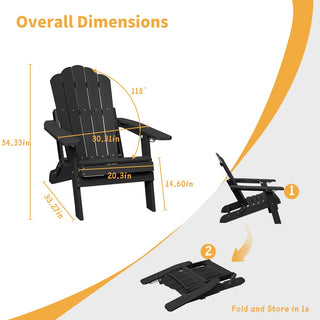 Folding Plastic Adirondack Chair Multi Colors Blue Black Gray Weather Resistant Outdoor Patio Lawn Chair