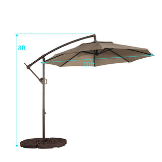 10FT Steel Cantilever Patio Umbrella with 2-Way Stop Crank, Offset Hanging Outdoor Umbrella for Patio, Pool, Deck & Garden