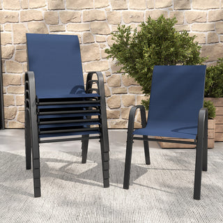 6-Piece Outdoor Patio Dining Chairs Set, Ergonomic Wide Seats, Waterproof Teslin Fabric & Rust-Resistant Metal Frame, 350 lbs Capacity