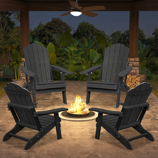 Folding Plastic Adirondack Chair Multi Colors Blue Black Gray Weather Resistant Outdoor Patio Lawn Chair