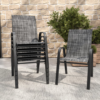 6-Piece Outdoor Patio Dining Chairs Set, Waterproof Teslin Fabric Chairs with Rust-Resistant Metal Frame, 350 lbs Weight Capacity,