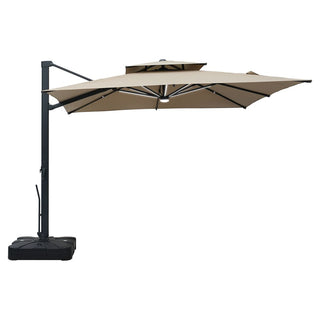 10FT Aluminum Cantilever Patio Umbrella with Removable LED Light Strips for Outdoor Shade