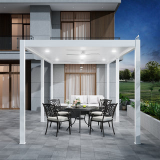 Aluminum Double Pergola Gazebo with Adjustable Louvered Roof & LED