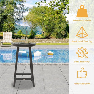 Outdoor Plastic Bar Height Bistro Table – Blue & Gray Patio Bar Table