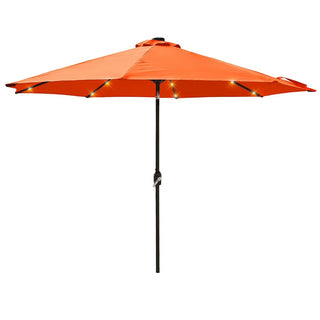 9ft Solar LED Patio Umbrella – Outdoor Market Umbrella with 32 LED Lights, Tilt & Crank