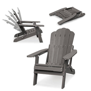Folding HIPS Adirondack Chair with 5-Position Adjustable Backrest & Cup Holder – Outdoor Patio Chair