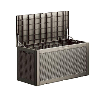 100 Gal. Black/Light Brown Resin Storage Deck Box for Outdoor Indoor