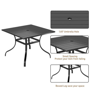 6/8-Piece Steel Textilene Swivel Outdoor Dining Set with 28.5" Square Table & Umbrella Hole for Patio, Garden & Backyard