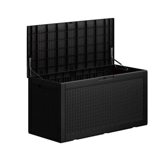 100 Gal. Black/Light Brown Resin Storage Deck Box for Outdoor Indoor