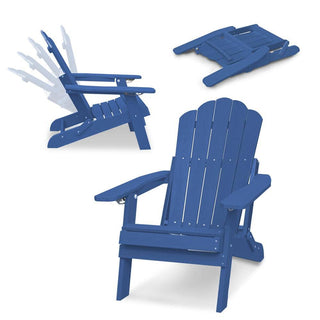 Folding HIPS Adirondack Chair with 5-Position Adjustable Backrest & Cup Holder – Outdoor Patio Chair
