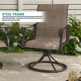5-Piece Steel Textilene Swivel Outdoor Dining Set with 28.35" Round Table & Umbrella Hole for Patio, Garden & Backyard