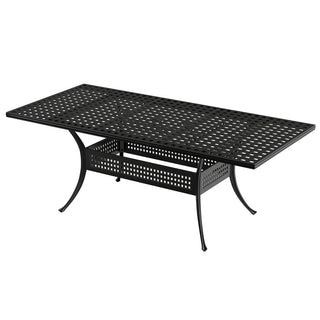 80" Expandable Cast Aluminum Outdoor Dining Table with Umbrella Hole – Rectangular Patio Table for Garden & Backyard