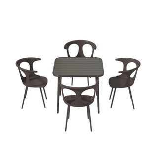 Mondawe 5 Pieces Outdoor Patio Dining Set with 1 Table & 4 Chairs for Balcony Backyard Garden
