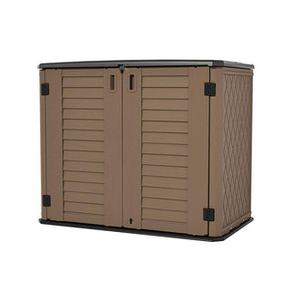 4.2 ft. W x 2.4 ft. D Outdoor Resin Storage Shed, 10 sq. ft. with Lockable Double Doors & Floor Panel