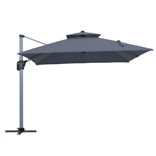11 FT Square Patio Umbrella with Double-Top Vent – Brown/Dark Gray/Red