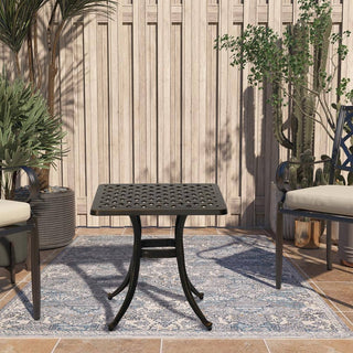21" Square Lightweight Cast Aluminum Outdoor Side Table, Antique Bronze for Deck, Lawn & Garden