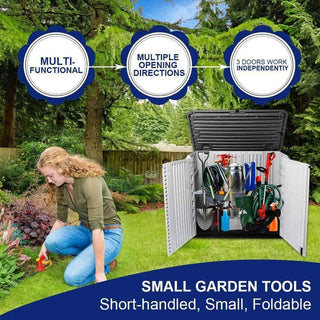 4.2 ft. W x 2.4 ft. D Outdoor Resin Storage Shed, 10 sq. ft. with Lockable Double Doors & Floor Panel